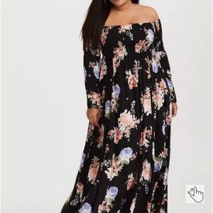 torrid Black Off-Shoulder Floral Maxi Dress